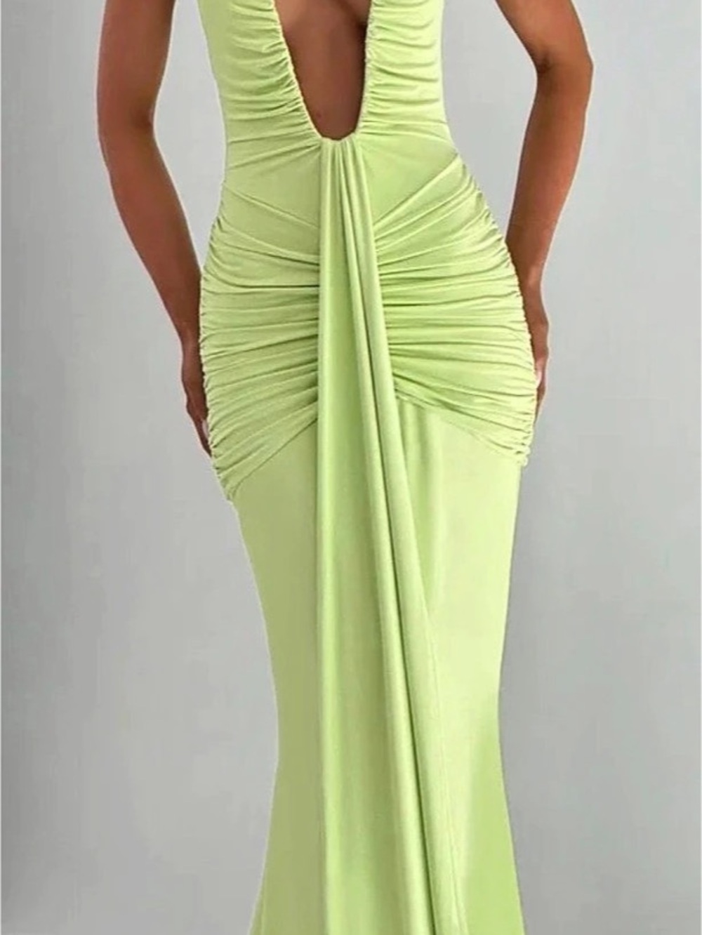 Lime Green Halter-Neck Wrap Maxi Dress
